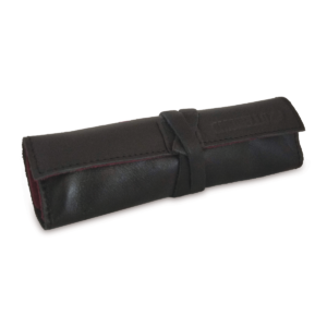 Portatabacco grande in pelle e camoscio nero e bordeaux