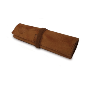 Portatabacco grande in pelle e camoscio marrone macchiato