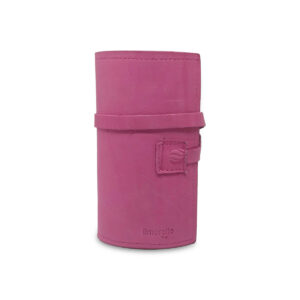 Porta IQOS classico in pelle rosa e interno beige con laccio