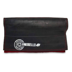 Portatabacco Zip in pelle e camoscio nero e rosso