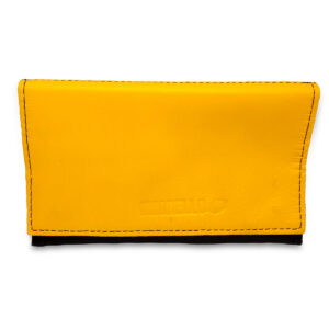 Portatabacco Zip in pelle e camoscio nero e giallo