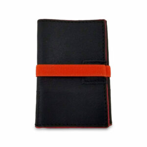 Portafogli EasyMoney con laccio orizzontale in pelle nera e arancio