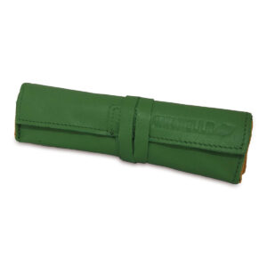 Portatabacco grande in pelle e camoscio color verde e senape