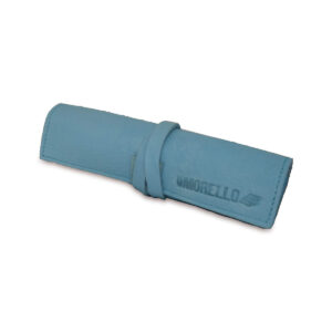 Portatabacco grande in pelle e camoscio azzurro cielo