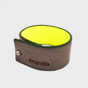 Bracciale piccolo grigio e giallo fluo con bordo verde scuro